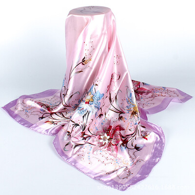 

Korean version of the silk scarf large square scarf satin scarf chain large square factory outlet
