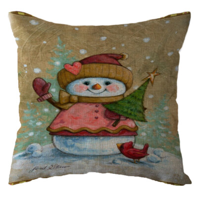 

Tailored Christmas Santa Claus Pillow Case Linen Sofa Throw Cushion Cover Home Decor