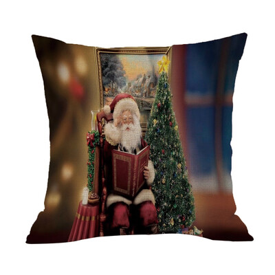 

Tailored Happy Christmas Pillow Cases Linen Sofa Cushion Cover Home Decor Pillow Core