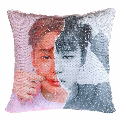 

Kpop BTS Magical Reversible Sequin Pillowcase Bangtan Boys Glitter Mermaid Sequin Square Throw Pillow Covers