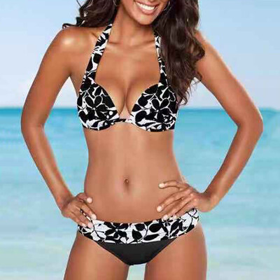 

Saidsome Women Swimwear Beachwear Printed Patchwork 2 Pieces Bikini Swimsuit Bathing Suit
