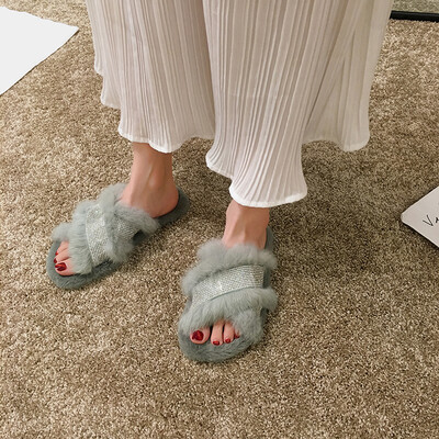 

Slippers for women wearing summer 100 sets of soft sole anti-skid cool slippers Korean version of water drill wool flat sole flip