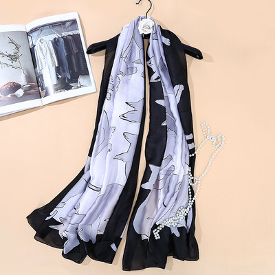 

2018 spring&summer new cute cat simulation silk lady Korean version of the scarf foreign trade sunscreen shawl SK043