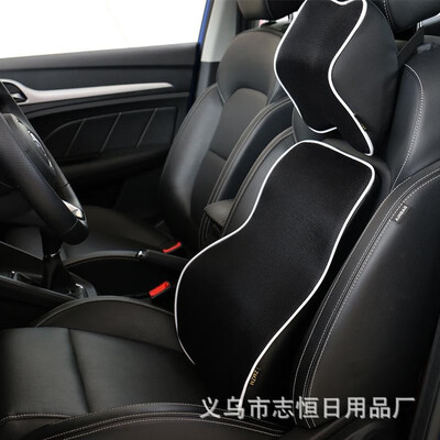 

Car lumbar headrest memory foam waist belt headrest car with high-grade breathable leather waist pad four seasons universal lumbar