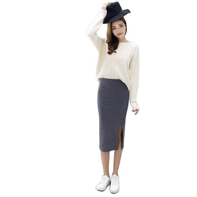 

Women Fashion Slit Skirts Women Step Skirt Stretch Slim Thin Female Waist Skirts