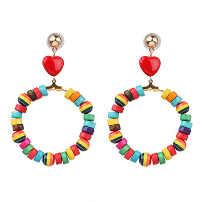 

2019 Handmade Boho Geometric Statement Earrings for Women Vintage Resin Beads Earrings Wedding Party Gifts Bijoux