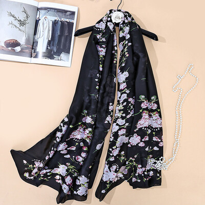 

Autumn new elegant ladies simulation silk scarf printing long decorative shawl female amazing sunscreen scarf