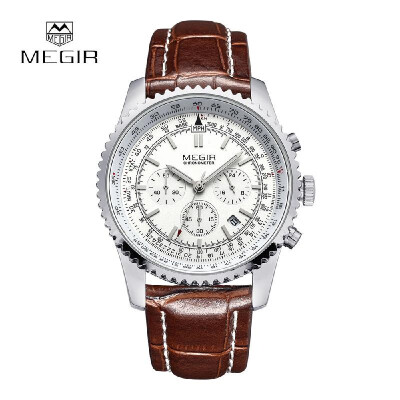 

MEGIR Fashion Business Watch Men Calendar Stainless Steel Wristwatch for Man Quartz Watches