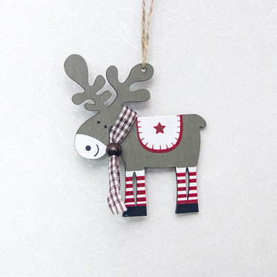 

Toponeto Painted Wood Elk Pendant Christmas Tree Decoration Xmas Decor Deer Ornaments
