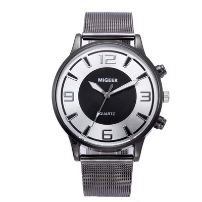 

Gobestart Fashion Man Design Stainless Steel Mesh belt Analog Alloy Quartz Wrist Watch