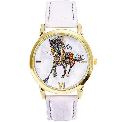 

Creative Watch Unique Horse Dial Leather Band Stainless Steel Quartz Wristwatch Casual Women Mens Unisex Watches Montre Homme