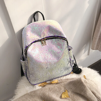 

New sequins large capacity bag female 2019 new Korean version of the wild fashion casual student bag backpack