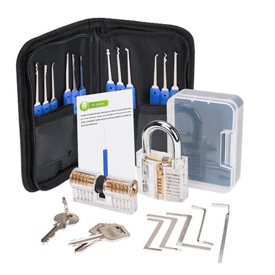 

〖Follure〗12 Picks &5 Torque Wrench Lock Pick Set Transparent Locksmith Practice Padlock