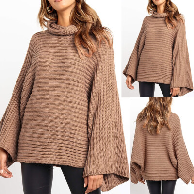 

〖Follure〗Plus Size Womens Solid O-Neck Long Sleeve Flare Sleeve Pullover Knit Sweater Top