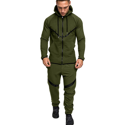 

Toponeto Mens Autumn Winter Patchwork Sweatshirt Top Pants Sets Sports Suit Tracksuit