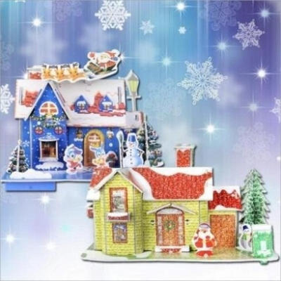

3D DIY Puzzle Christmas House Jigsaw Kids Baby Educational Construction Toy 2017