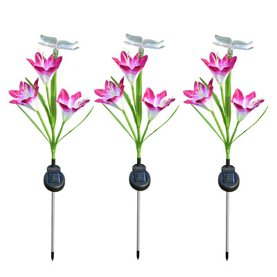 

Gobestart Solar Power Lily Flower Light Outdoor Garden Yard Path Lawn Landscape Lamp 3PCS