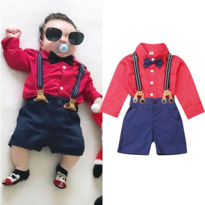 

Toddler Kids Baby Boy Gentleman Outfit Clothes T-shirt TopShorts Pants 2Pcs Set