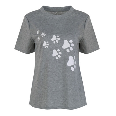 

Cat paws print Women tshirt Cotton Casual Funny t shirt For Lady Top Tee Hipster gray
