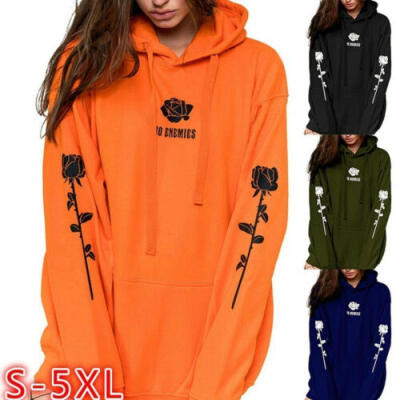 

UK Women Plus Size Long Sleeve Hoody Hooded Sweatshirt Ladies Casual Hoodies Top