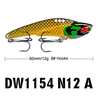 

6CM Metal VIB Lures 12g Vivid Vibrations Spoon Lure Spinner Fishing Bait Artificial Hard Bait 3D Eyes Fishing Lures