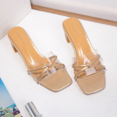 

High-heeled Slippers Women Wearing Fashion Outside the Summer Harbour Wind