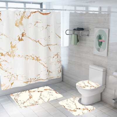 

〖Follure〗Creative Crack Curtain Floor Mat Four-piece Bathroom Mat Set