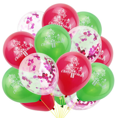 

15 Pcs Merry Christmas Balloons Confetti Printed Balloons Christmas Party Festival Home Decoration