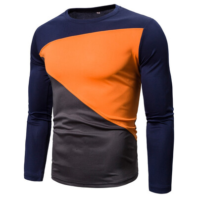 

Toponeto Men Splicing O-Neck Splicing Long Sleeve Shirt Fashion Long Sleeve Blouse Top