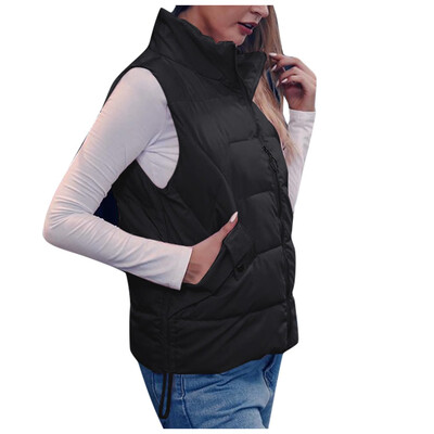 

Toponeto Womens Fashion Short Paragraph Sleeveless Zipper Pocket Cotton Vest Jacket