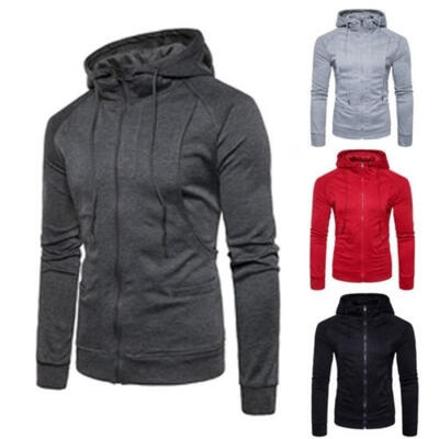

Mens Slim Fit Plain Hooded Sweatshirt Zipper Hoodies Sweater Jacket Coat Tops