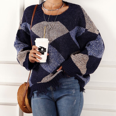 

2019 Autumn Winter Fashion Casual Women O-neck Long sleeeves Knitted sweaters