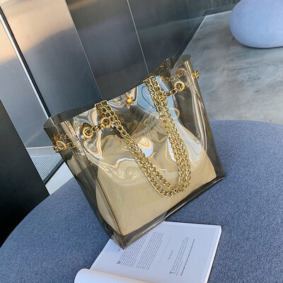 

Jelly transparent bag female 2019 new wave Korean version of the wild Messenger bag shoulder chain fashion portable bucket bag