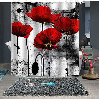 

Gobestart Popular Waterproof Shower Curtain with 12 Hooks 3D Printed Bathroom 180x180cm