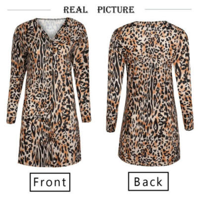 

US STOCK Women Leopard Print Top Cardigan Loose Casual Long Sweater Coat Outwear