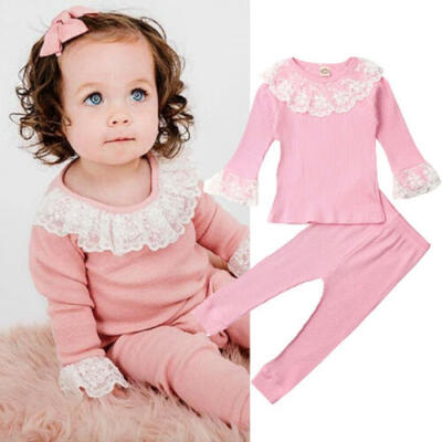 

AU Toddler Kids Baby Girls Clothes Lace Ruffle Top T-shirt Pants Leggings Outfit