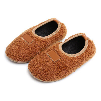 

Children Autumn Winter Korean Version Girl Solid Villus-faced Anti-skid Cotton Shoes Fashionable Baby Girl Casual Shoes