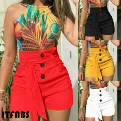 

Sexy Women Summer Pants Stylish High Waist Shorts Belt Beach Short Trousers