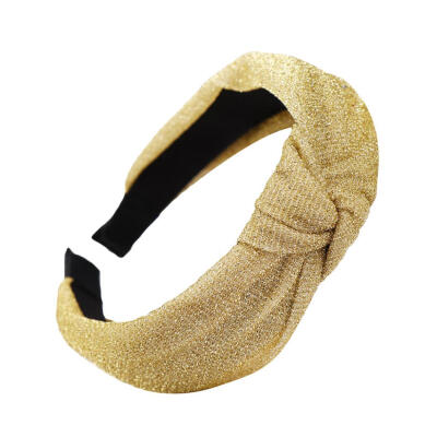 

Fashion Shiny Solid Color Twisted Hair Hoop Women Wide Cloth Headband Headwear