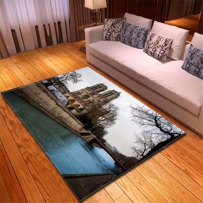 

Toponeto Creative Notre Dame Photo Commemorative Day Comfortable Carpet Home Decor