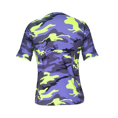 

2019 Female T-shirt Short-sleeved Fluorescent Camouflage Printed Plus Size Round Neck Knitted T-shirt Personality Casual Top