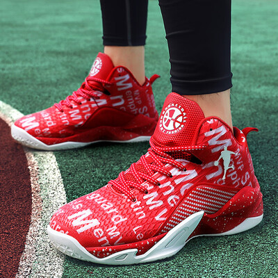 

Basketball shoes mens high-top boots mesh breathable shock absorption non-slip wear-resistant solid bottom running shoes