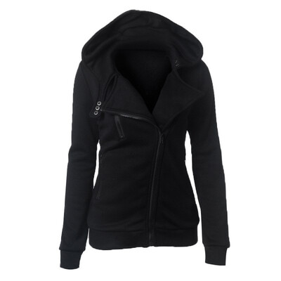 

Women Solid Color Hat Collar Long Sleeve Zipper Hoodies Casual Warm 2019 New Winter Autumn Loose Tops Sweatshirts