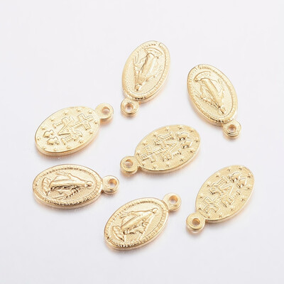 

304 Stainless Steel Charms Oval Golden 125x65x15mm Hole 08mm
