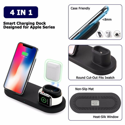 

3 In1 Qi 10W Fast Wireless Charger Stand Wireless Charging Station Compatible With Apple Watch Series 4321 & AirPods