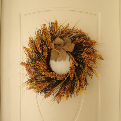 

Tailored 45cm Grain Rattan Ring Door Wreath Door Wall Decoration Thanksgiving Day