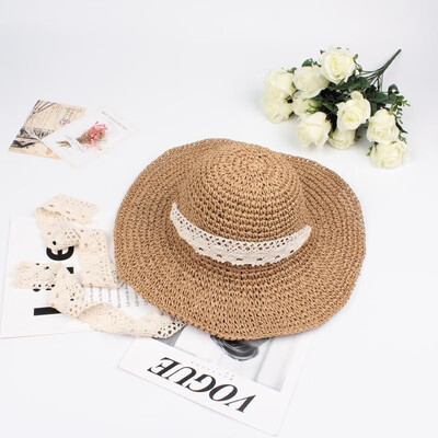 

Fashion Women Foldable Straw Hat Raw Wide Brim Travelling Beach Fisherman Bonnie chapeau