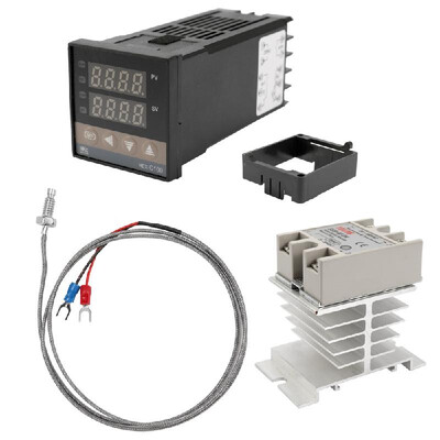 

Dual Digital PID Temperature Controller Thermostat REX-C100 Thermocouple SSR-40DA Solid Relay Programmable Thermostats
