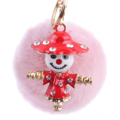 

New Diamond Scarecrow Rex Rabbit Hairball Keychain Bag Pendant Mobile Car Pendant