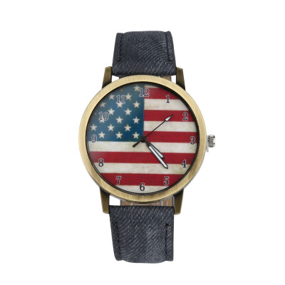 

Luxury Watch Women American Flag pattern Leather Band Analog Vogue Wrist Quartz Watchesbayan kol saati montre femme 533